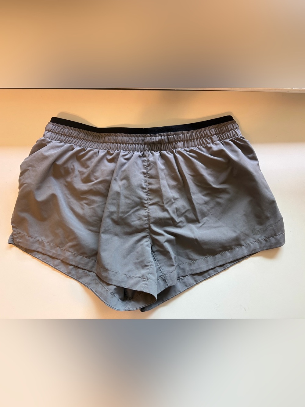 Nike Women's Dri-fit Athletic Shorts in Light Gray with Black Waistband